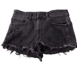 American Eagle Black Super Super Stretch Shorts w/Crochet trim *  Denim *Size 6